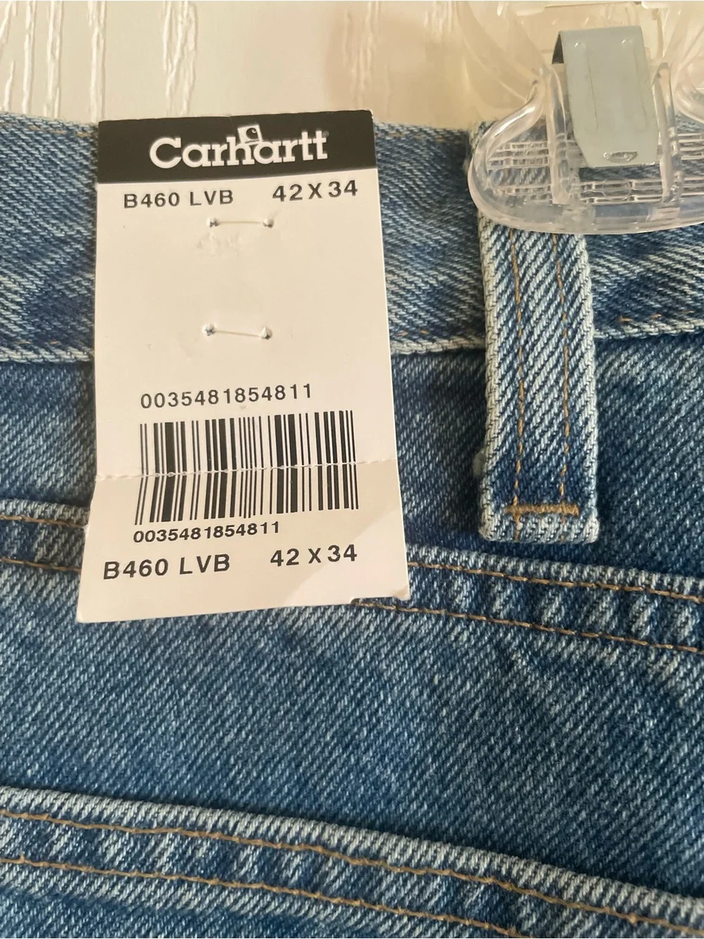 NWT Carhartt B460 LVB Relaxed Fit Straight Leg Jeans Men 42x34 Light Wash